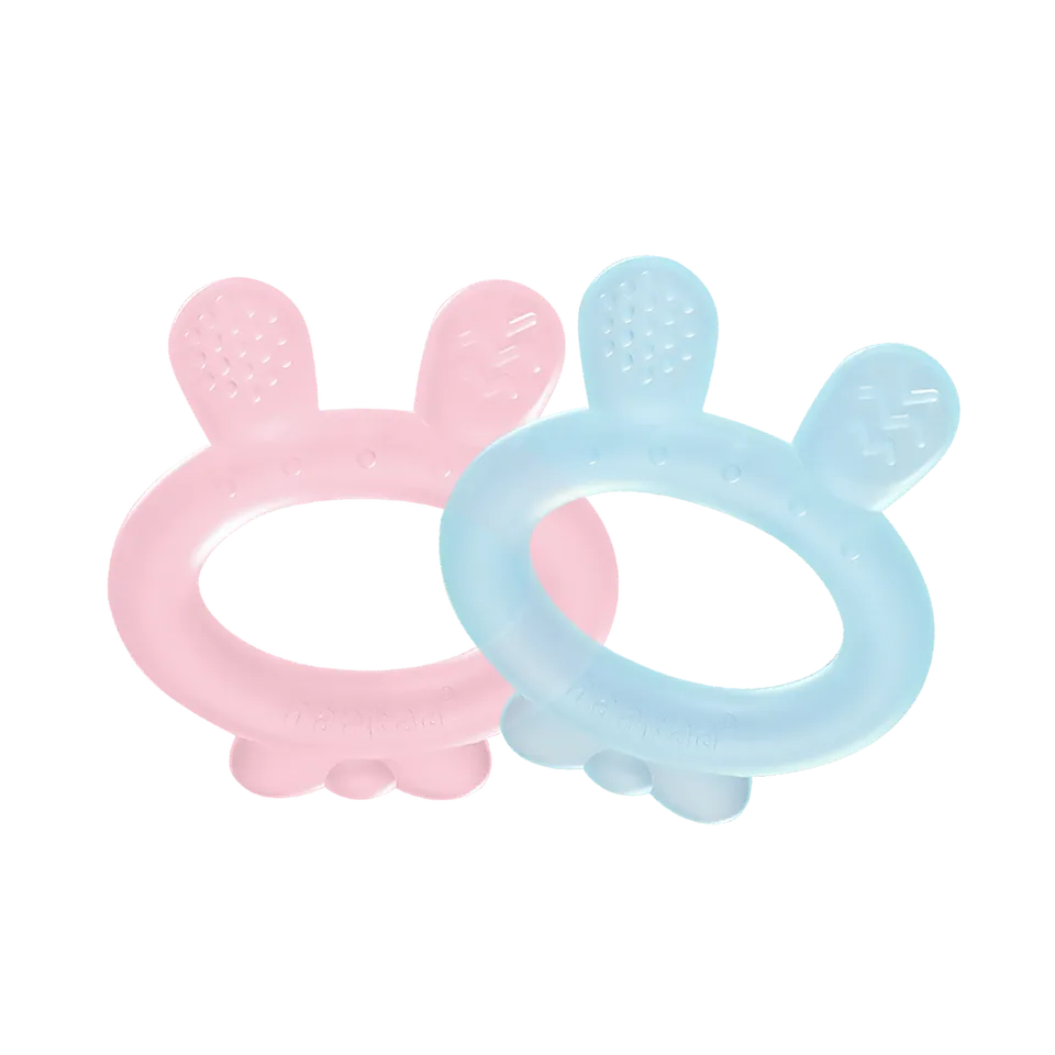 haakaa-silicone-rabbit-ear-teether-bei-ring-aus-lebensmittelechtem-silikon image 1