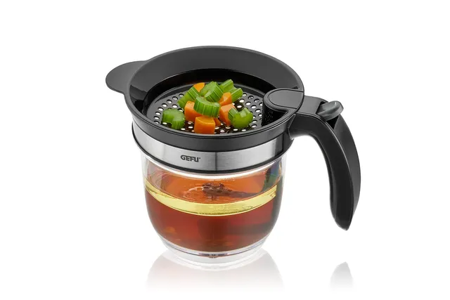gefu-fett-trennkanne-fluido-1000-ml-mit-auslasshebel-siebeinsatz-hitzebest-ndig image 1