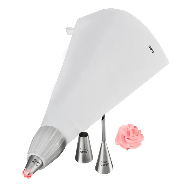 gefu-spritzbeutel-set-decore-5-tlg-mit-baumwollbeutel-adapter-und-3-edelstahlt-l image 1