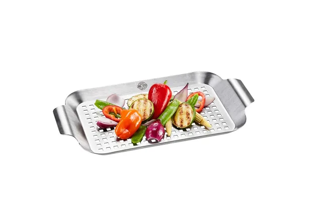 gefu-grillpfanne-bbq-klein-edelstahlpfanne-mit-l-ftungsschlitzen-f-r-gem-se-fisc image 1