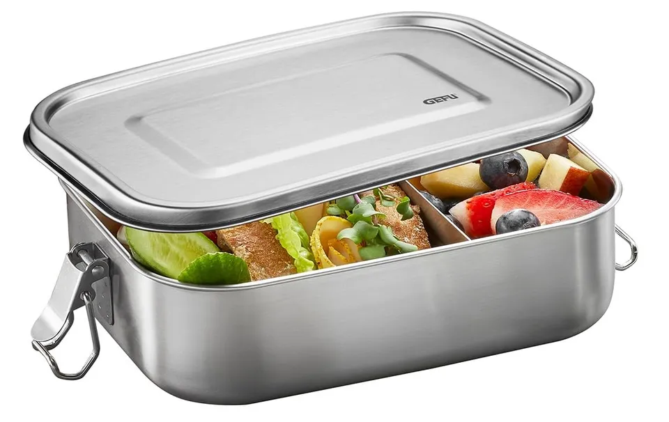 gefu-lunchbox-endure-gro-1-400-ml-auslaufsichere-edelstahl-brotdose-mit-trennste image 1