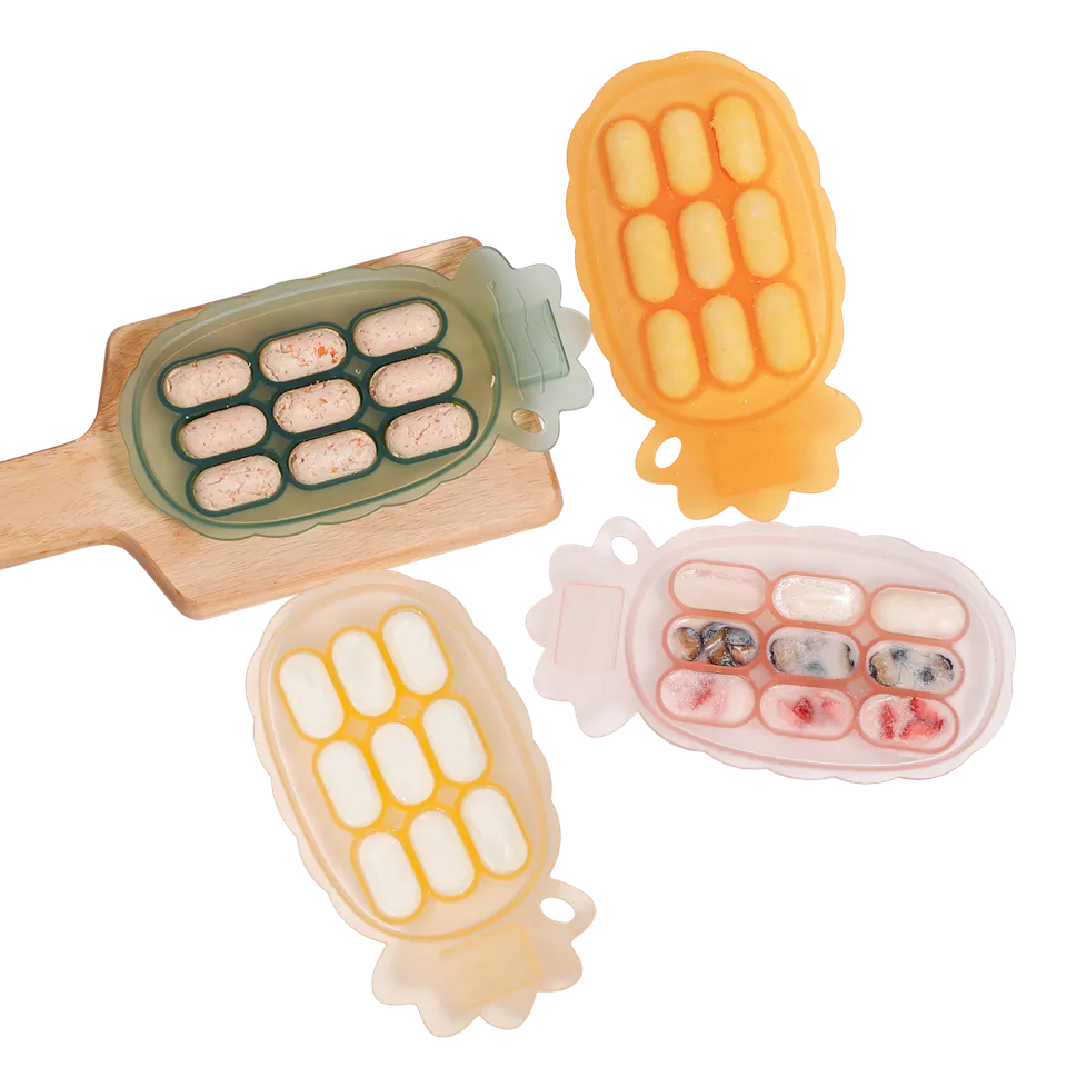 haakaa-ananas-silikon-einfrier-tablett-mit-beschriftungsschild-muttermilch-babyb image 1