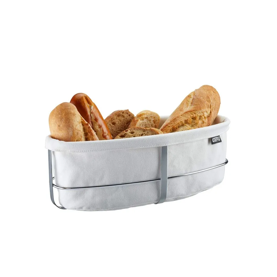 gefu-brunch-brotkorb-oval-wei-mit-edelstahl-gestell-und-waschbarem-stoffeinsatz- image 1