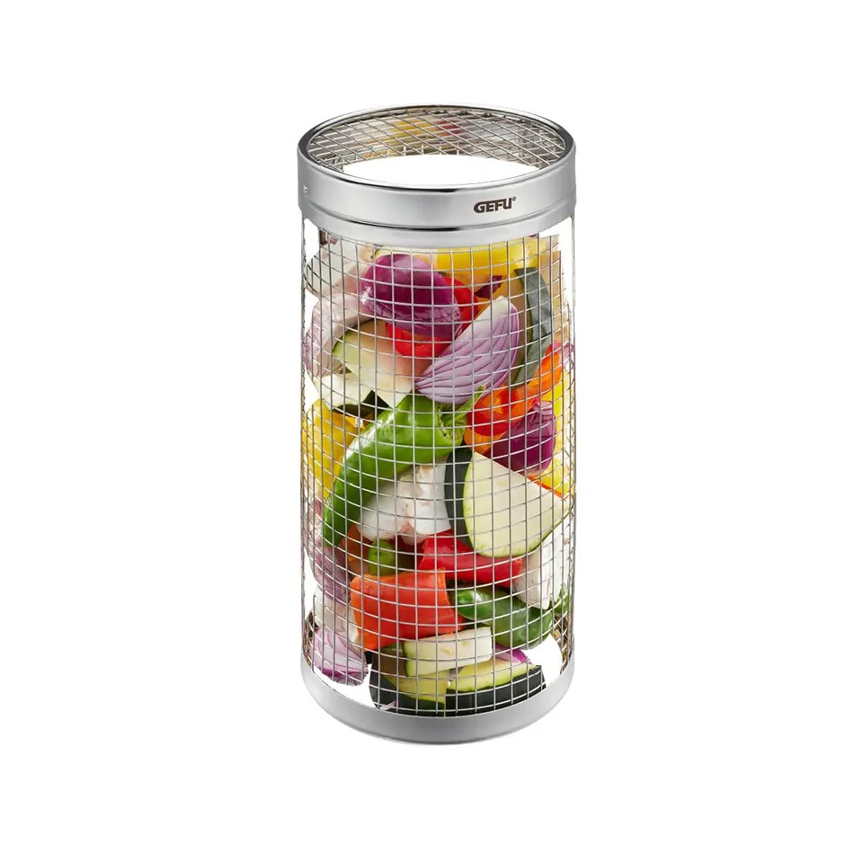 gefu-rollgrillkorb-bbq-30-cm-edelstahl-grillkorb-f-r-gem-se-garnelen-fleisch image 1