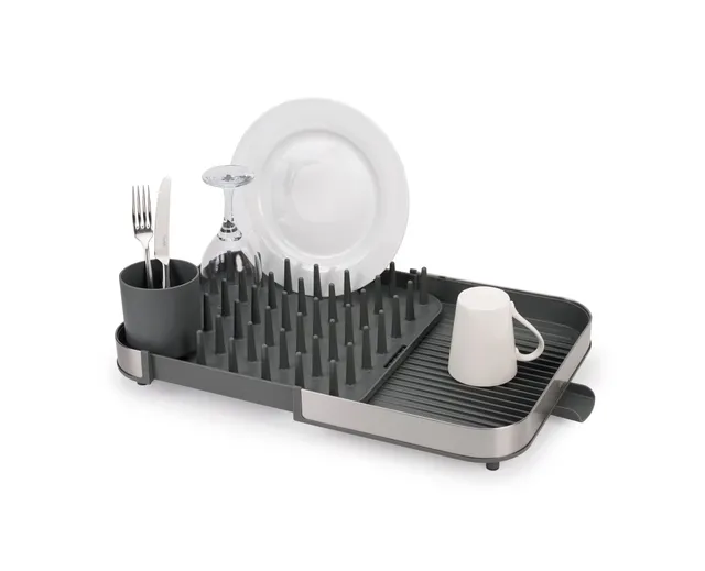 joseph-joseph-duo-expanding-abtropfgestell-mit-besteckhalter-edelstahl-grau image 1