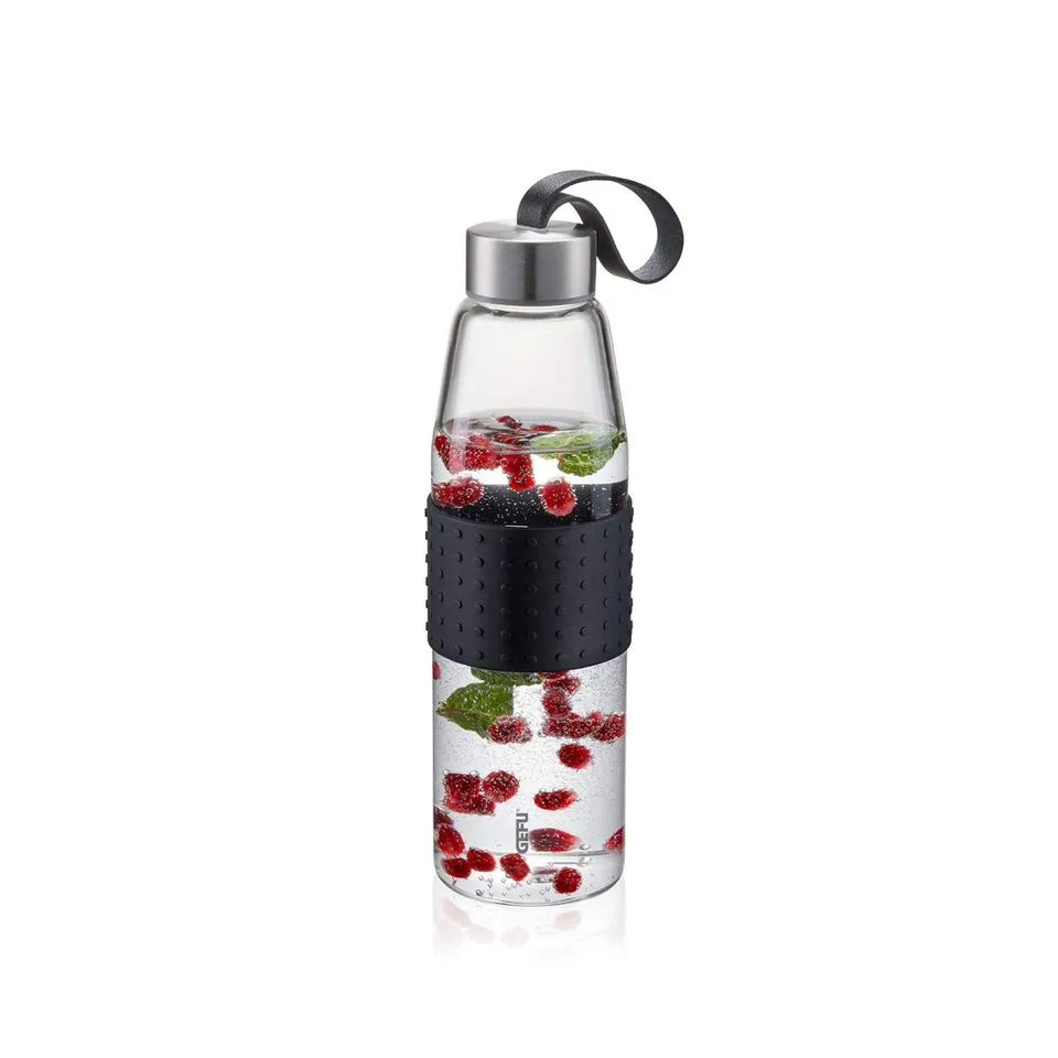 gefu-trinkflasche-olimpio-500-ml-borosilikatglasflasche-f-r-hei-und-kaltgetr-nke image 1