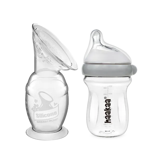 haakaa-gen-2-silikon-milchpumpe-150ml-und-gen-3-glasflasche-160ml-kombi-set image 1