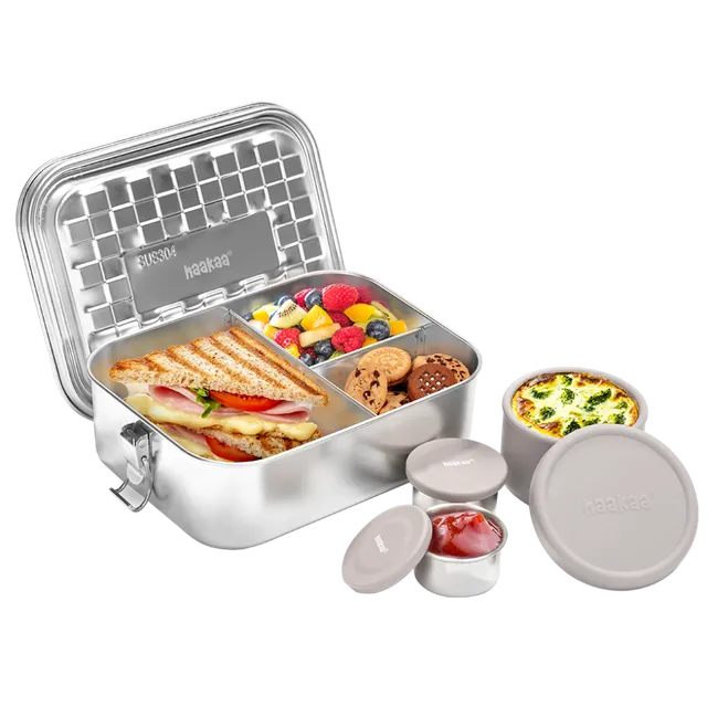 haakaa-edelstahl-lunchbox-mit-snackbeh-ltern-auslaufsichere-plastikfreie-brotdos image 1
