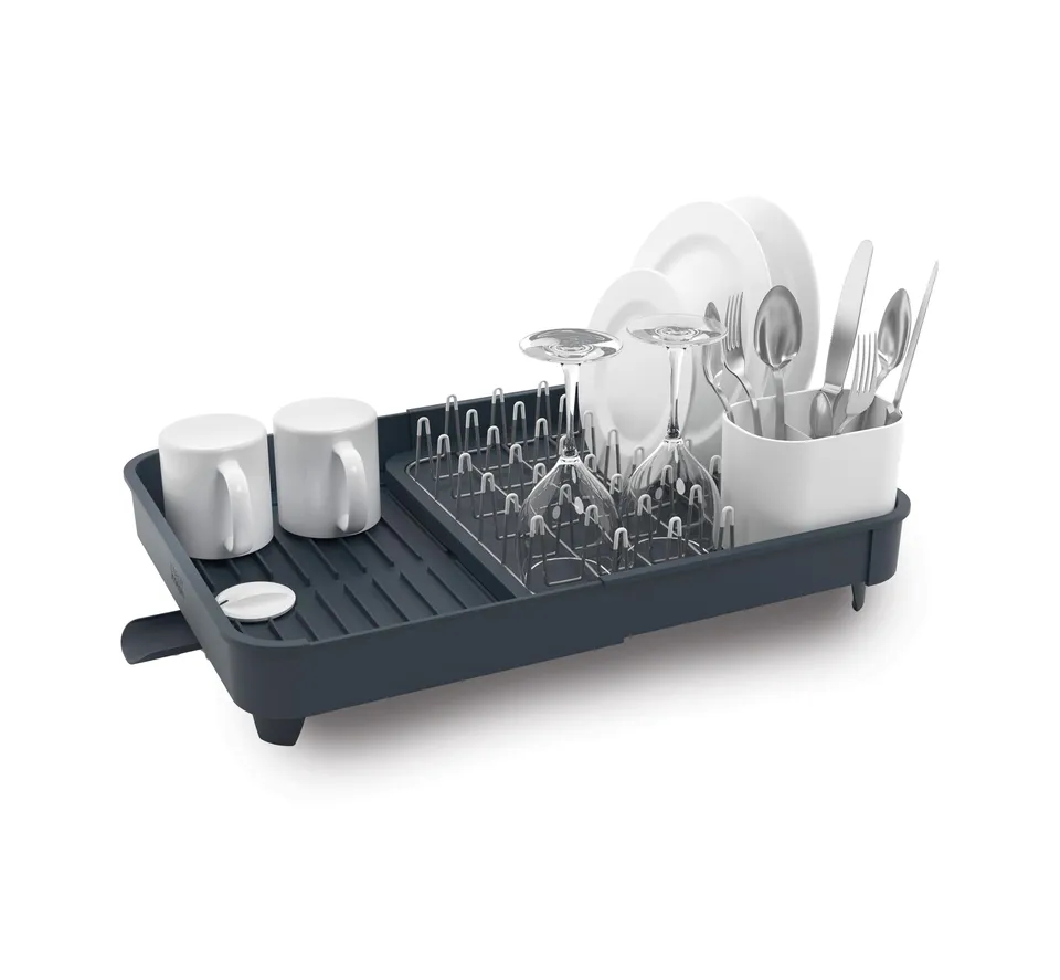 joseph-joseph-extend-ausziehbares-abtropfgestell-mit-besteckhalter-grau-platzspa image 1