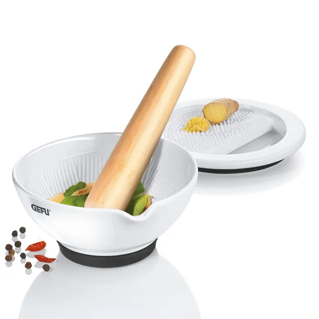 gefu-m-rser-suri-mit-ingwerreibe-porzellan-holzst-el-silikonfu-ausgie-nase image 1