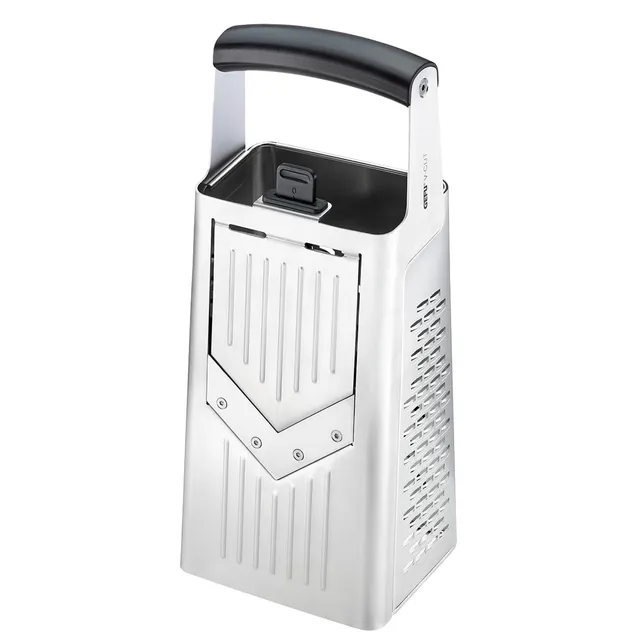 gefu-vierkantreibe-v-cut-edelstahl-7-in-1-mit-verstellbarem-hobel-und-auffangbeh image 1