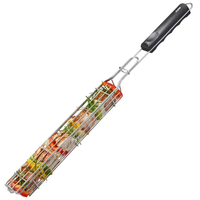 gefu-bbq-grillkorb-aus-edelstahl-klappbarer-gem-se-und-schaschlikkorb-mit-sicher image 1