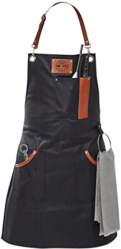 gefu-grillsch-rze-bbq-kochsch-rze-aus-gewachster-baumwolle-mit-echtleder-details image 3