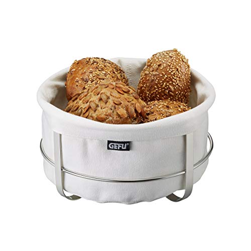 gefu-brotkorb-brunch-rund-wei-edelstahl-gestell-mit-waschbarem-stoffeinsatz-viel image 3