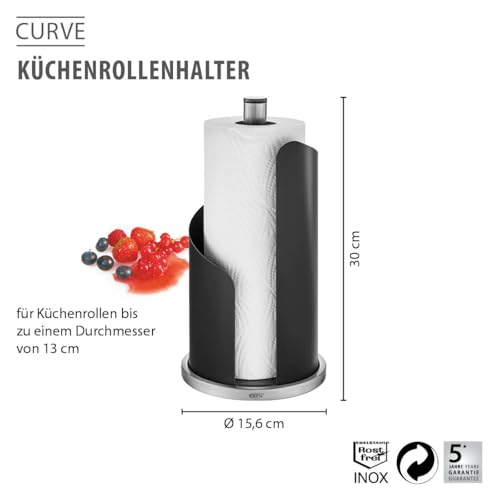 gefu-k-chenrollenhalter-curve-schwarz-matter-edelstahl-rutschfeste-basis-einh-nd image 7