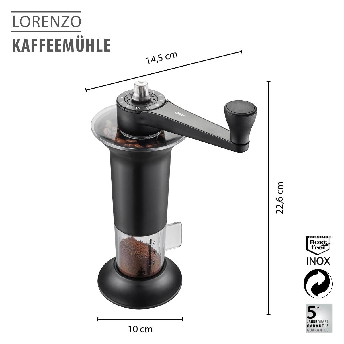 gefu-lorenzo-kaffeem-hle-manuell-mit-11-mahlstufen-keramikmahlwerk-f-r-espresso- image 2