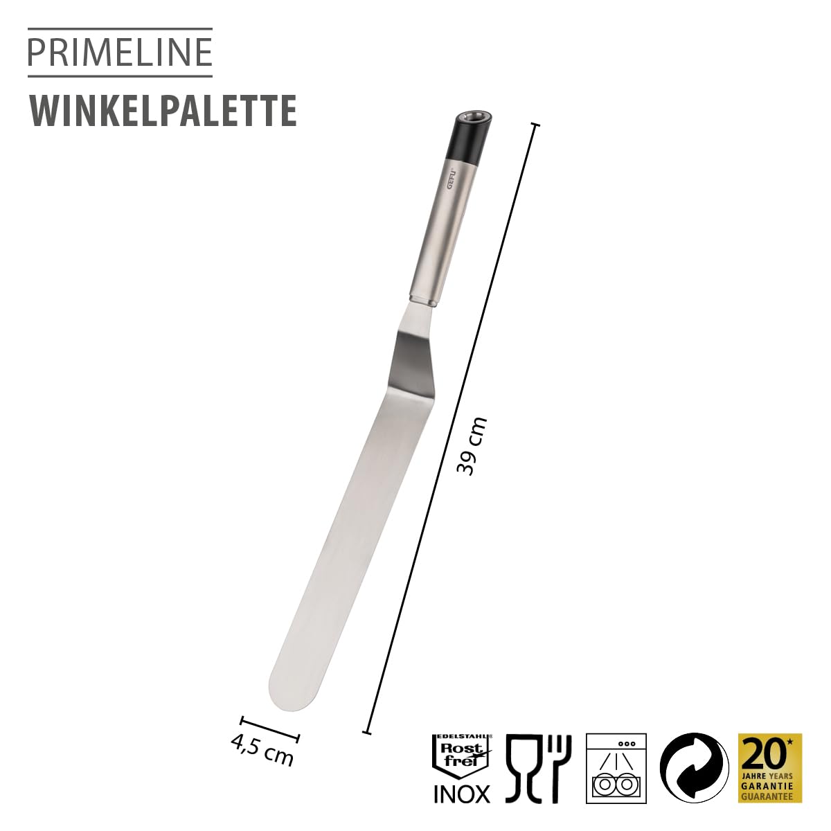 gefu-winkelpalette-primeline-21-cm-profi-tortenpalette-aus-edelstahl-gewinkelt-z image 2