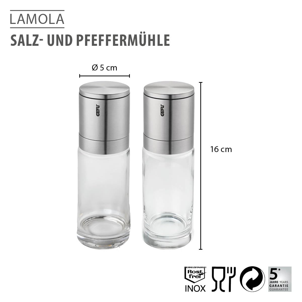 gefu-lamola-salz-und-pfefferm-hle-2er-set-edelstahl-glas-mit-keramikmahlwerk image 2