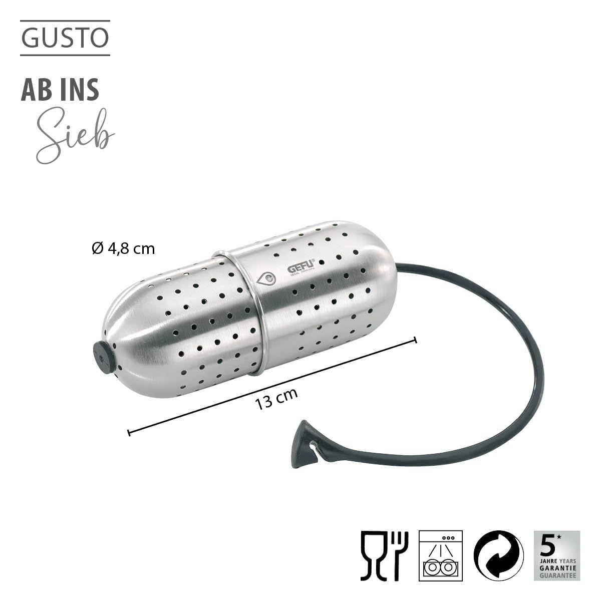 gefu-gew-rzsieb-gusto-edelstahl-silikon-kette-zum-mitkochen-sp-lmaschinengeeigne image 2