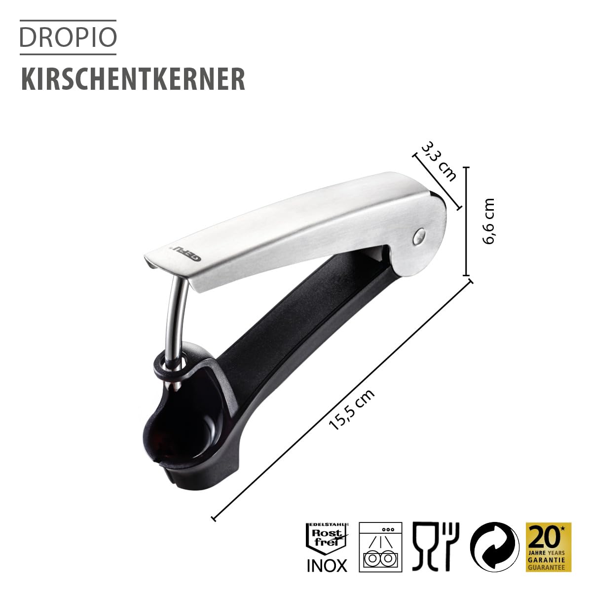 gefu-dropio-kirschentkerner-olivenentkerner-edelstahl-18-10-sp-lmaschinengeeigne image 2