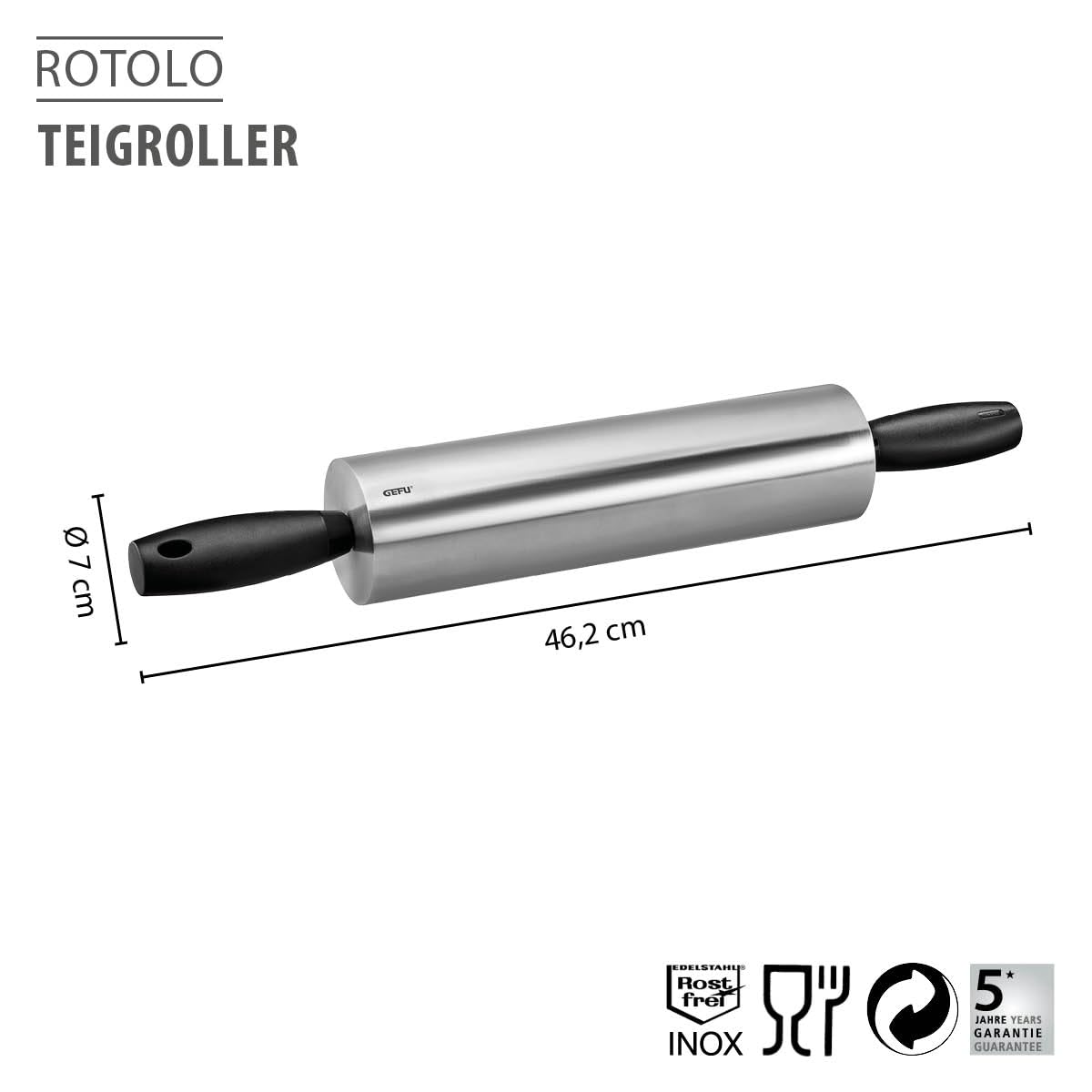 gefu-rotolo-teigroller-aus-edelstahl-mit-kugellager-f-r-pl-tzchen-pizza-fondant- image 2