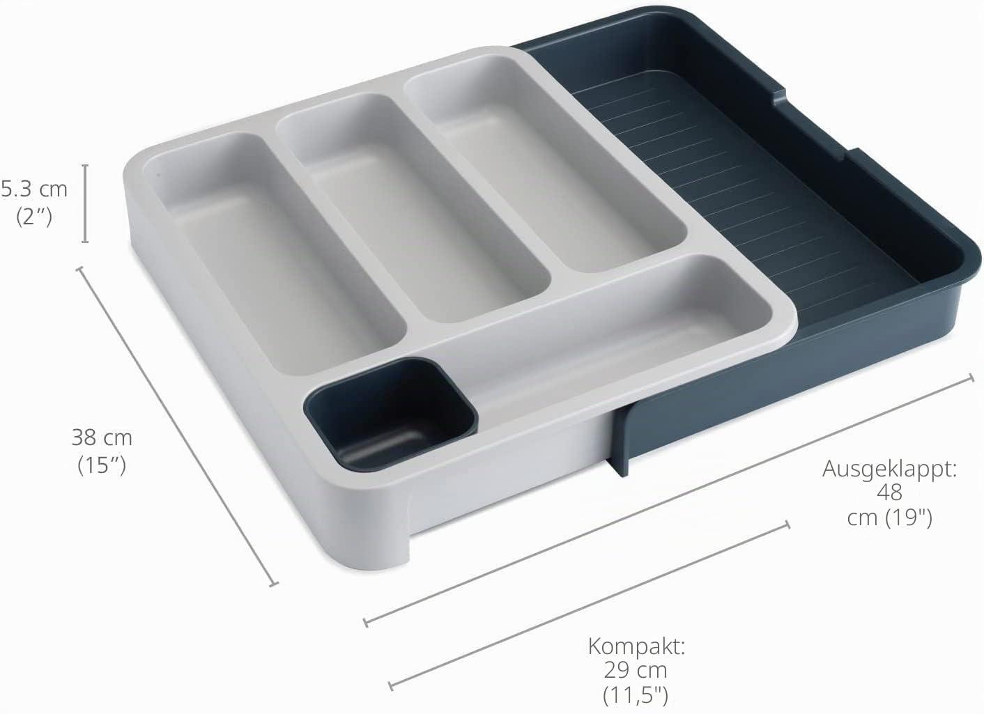 joseph-joseph-drawerstore-bestecktablett-verstellbar-grau-29-48-cm image 6