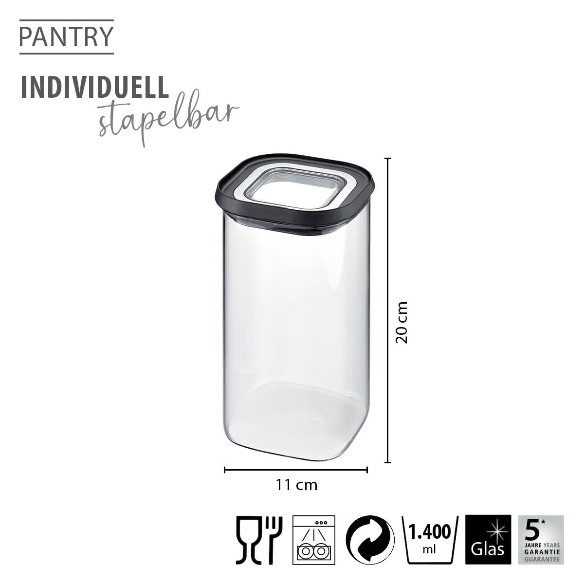 gefu-vorratsdose-mit-deckel-luftdicht-borosilikatglas-vorratsbeh-lter-1-400-ml-s image 2