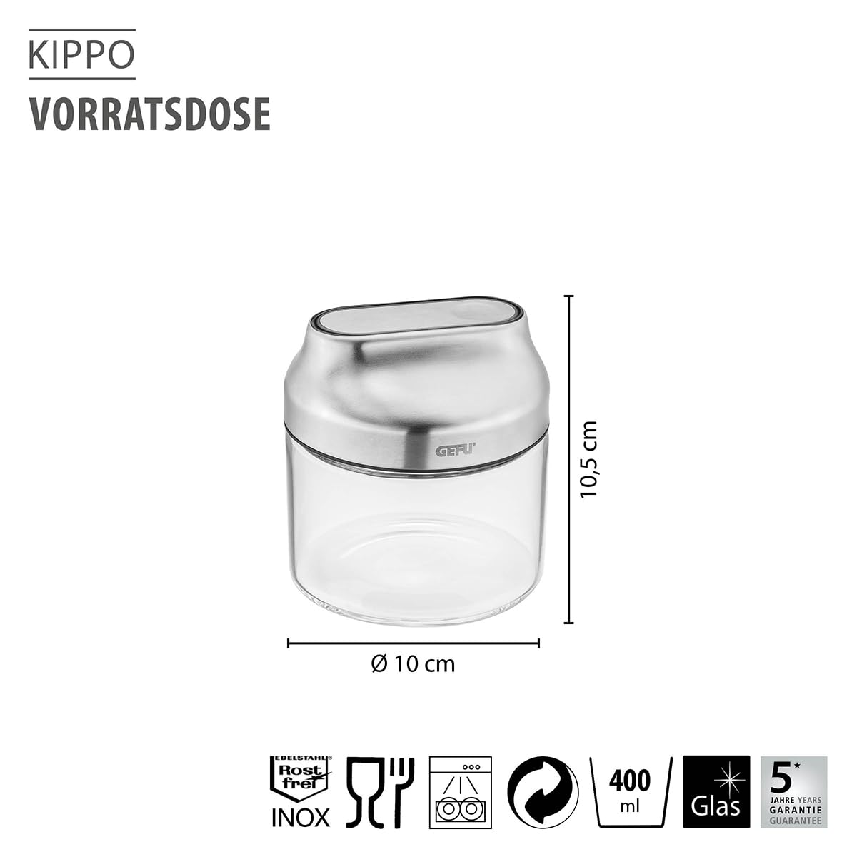gefu-kippo-vorratsdose-400-ml-glasbeh-lter-mit-kippdeckel-und-aromaschutz-luftdi image 2