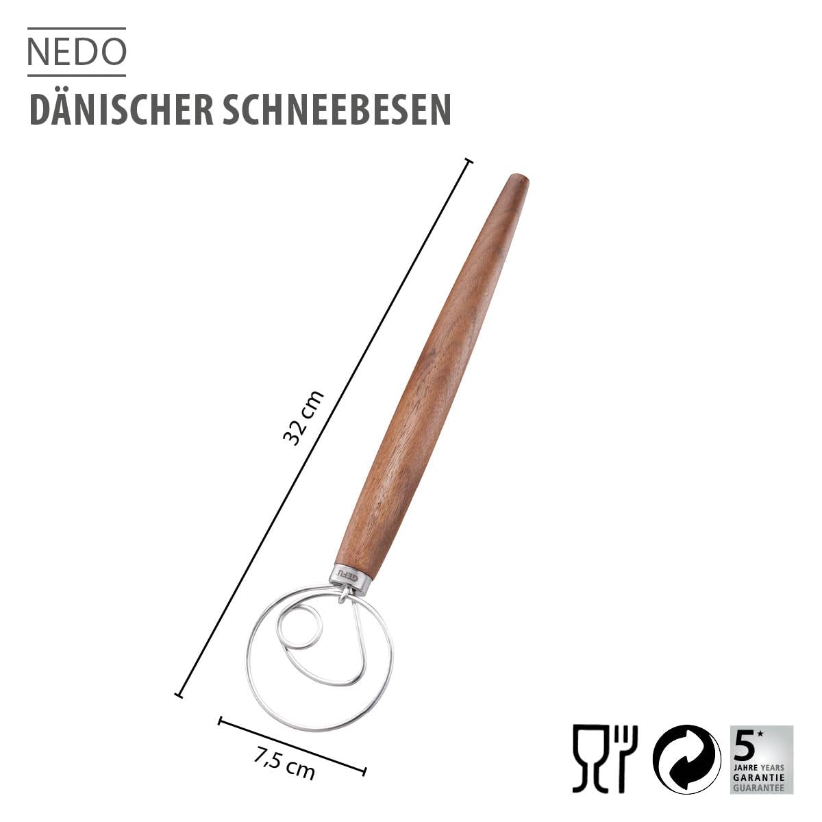 gefu-nedo-d-nischer-schneebesen-mit-edelstahlschlaufen-und-walnussholzgriff-f-r- image 2