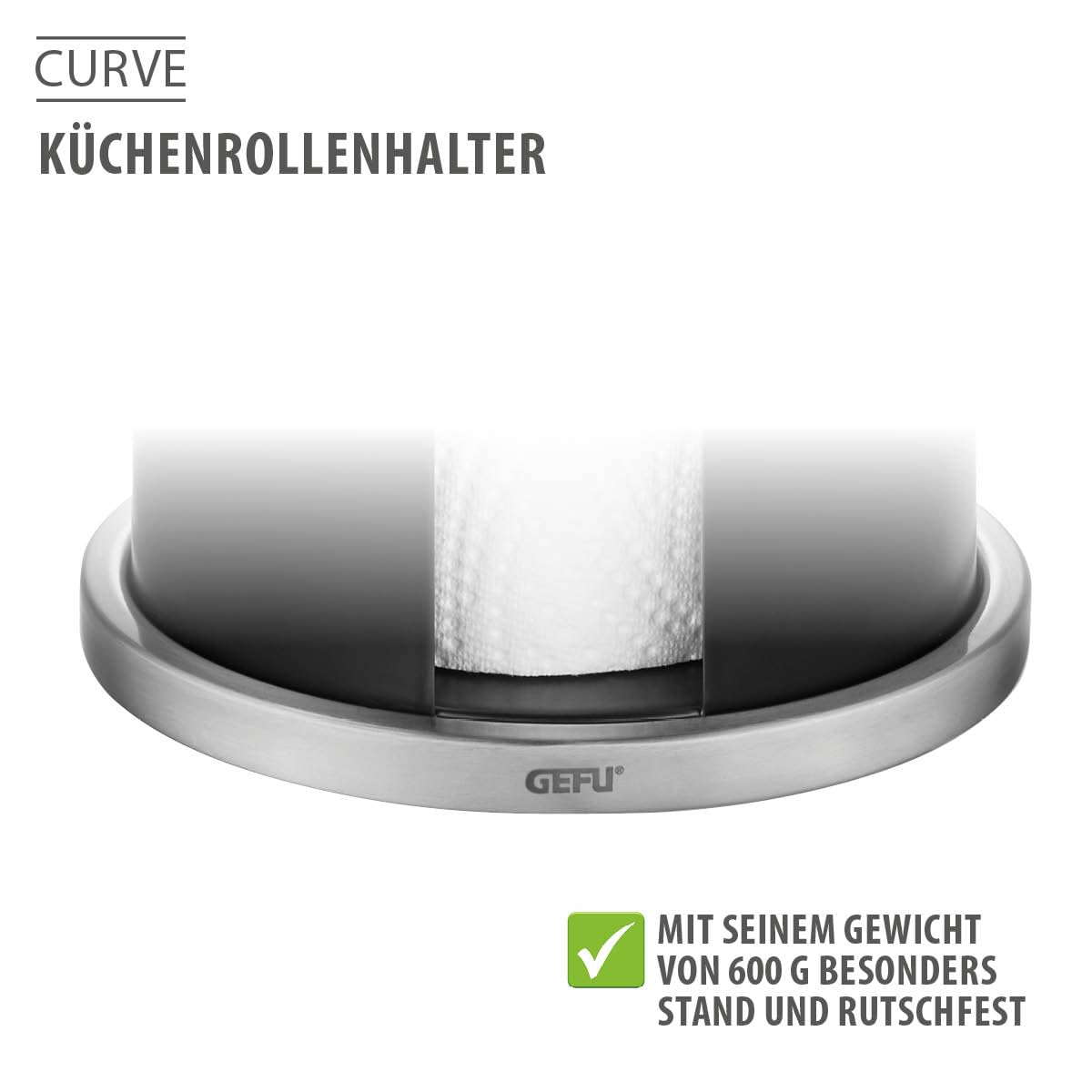gefu-k-chenrollenhalter-curve-schwarz-matter-edelstahl-rutschfeste-basis-einh-nd image 4