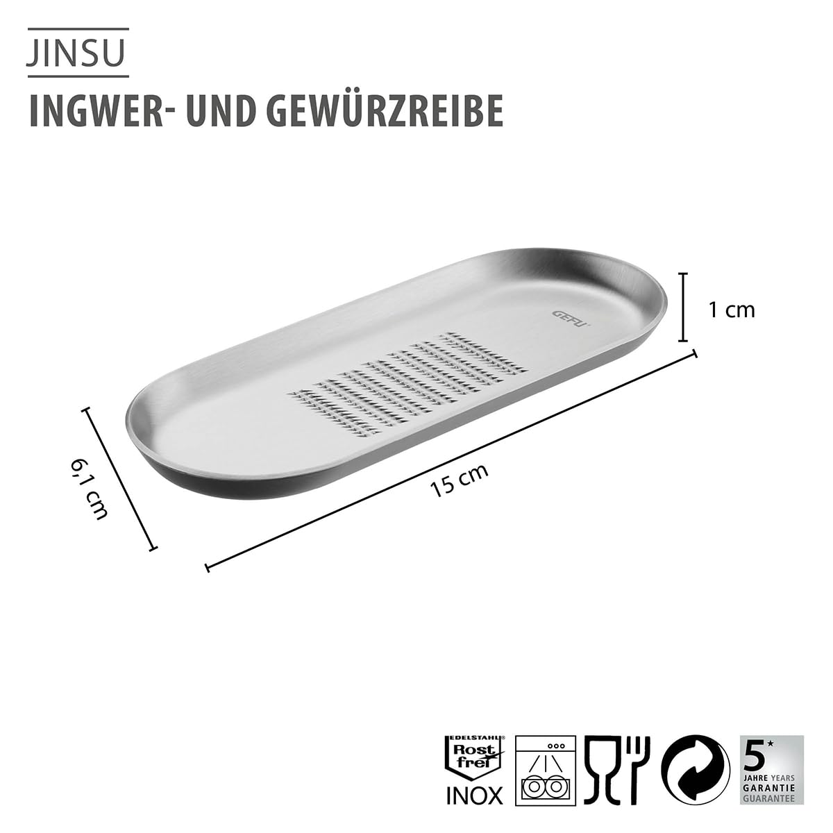 gefu-ingwer-und-gew-rzreibe-jinsu-edelstahl-mit-auffangrand image 2