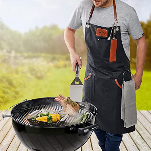 gefu-grillsch-rze-bbq-kochsch-rze-aus-gewachster-baumwolle-mit-echtleder-details image 4