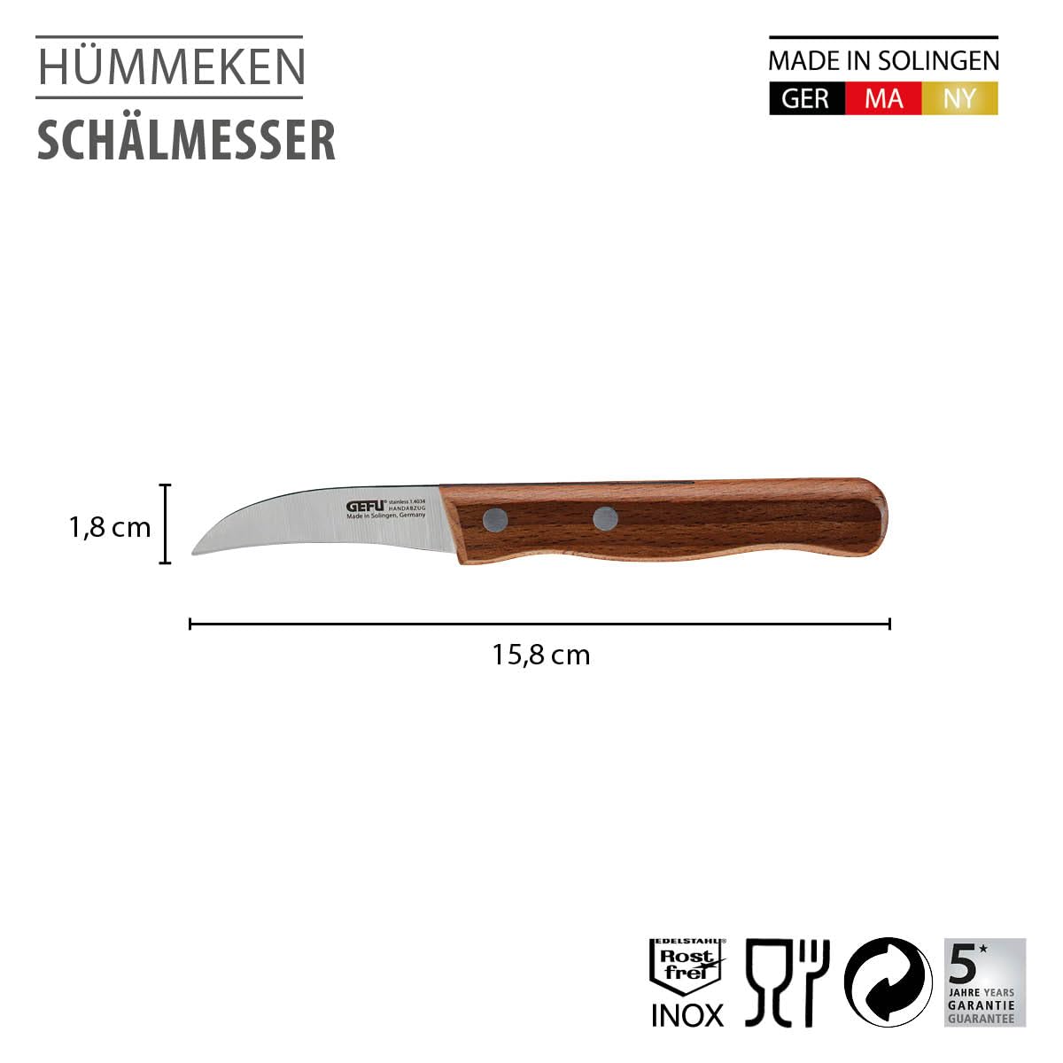 gefu-sch-lmesser-h-mmeken-6-cm-klinge-deutscher-klingenstahl-walnussholzgriff image 2