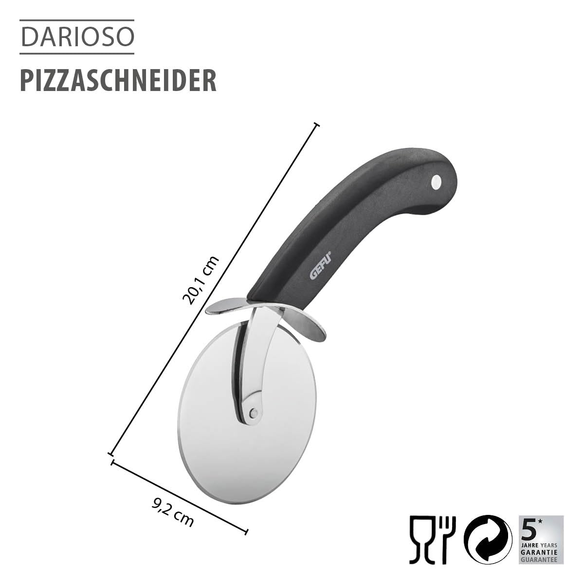 gefu-darioso-pizzarad-8-cm-beidseitig-geschliffene-edelstahlklinge-ergonomischer image 2