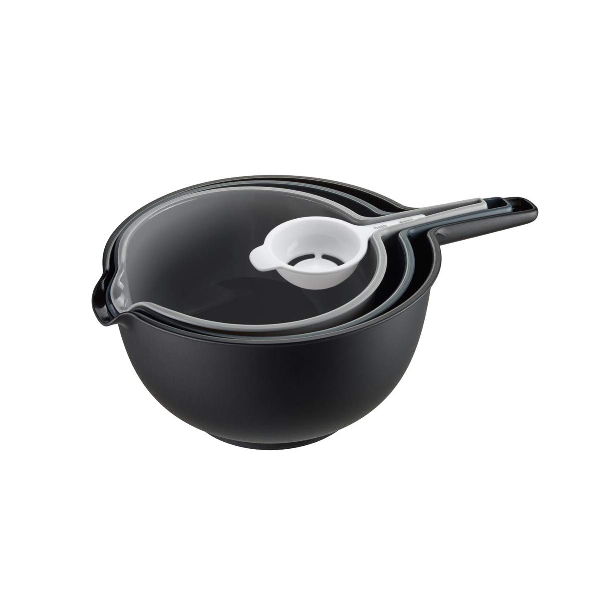 gefu-preparo-sch-ssel-set-4-teilig-mit-seiher-und-eitrenner-stapelbar-hitzebest- image 1