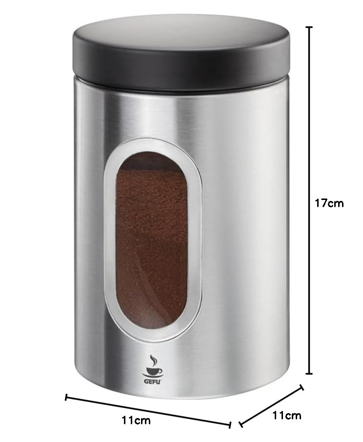 gefu-kaffeedose-piero-500g-edelstahl-luftdicht-mit-klickverschluss-sichtfenster image 5