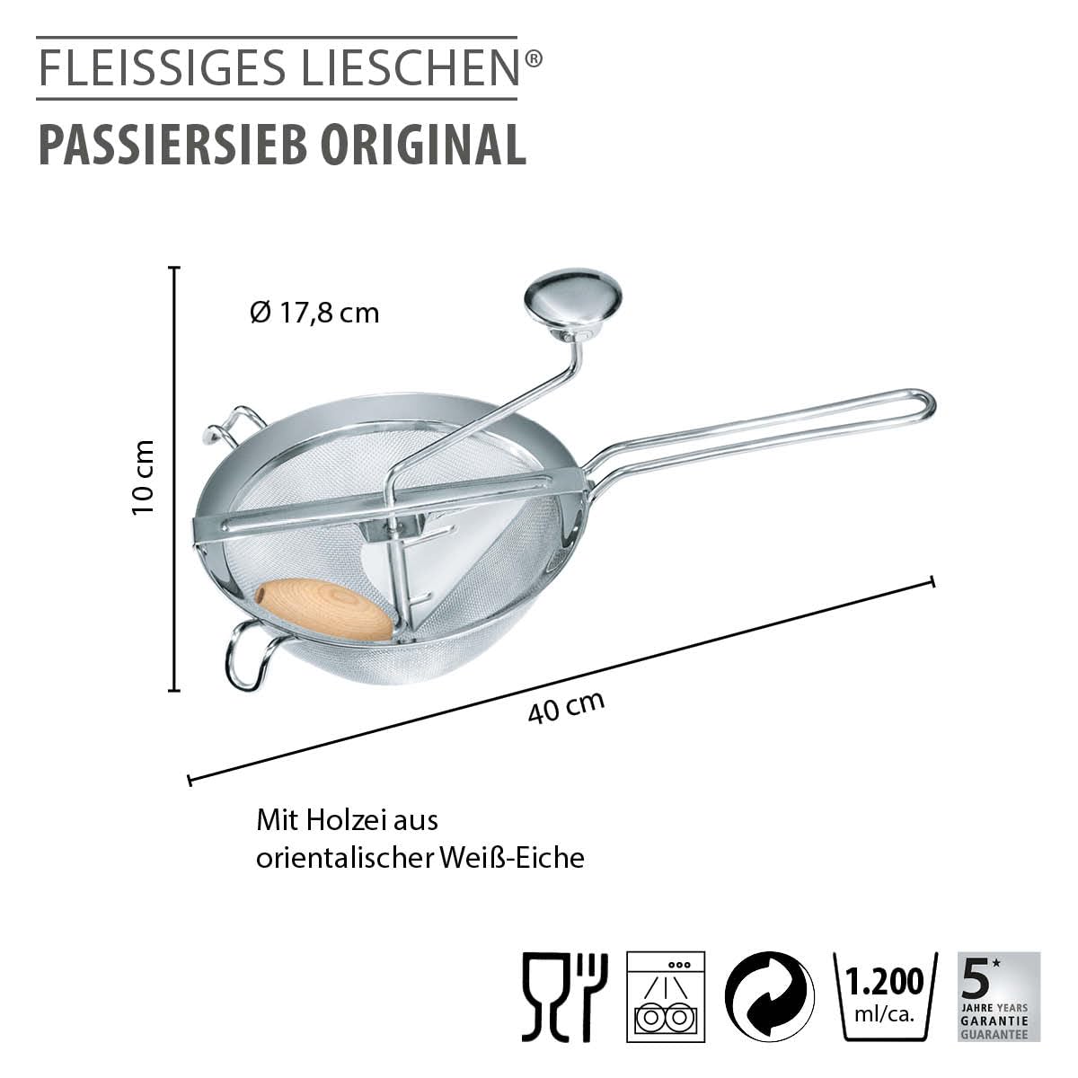 gefu-fleissiges-lieschen-passiersieb-aus-edelstahl-mit-holzgriff-und-herausnehmb image 2