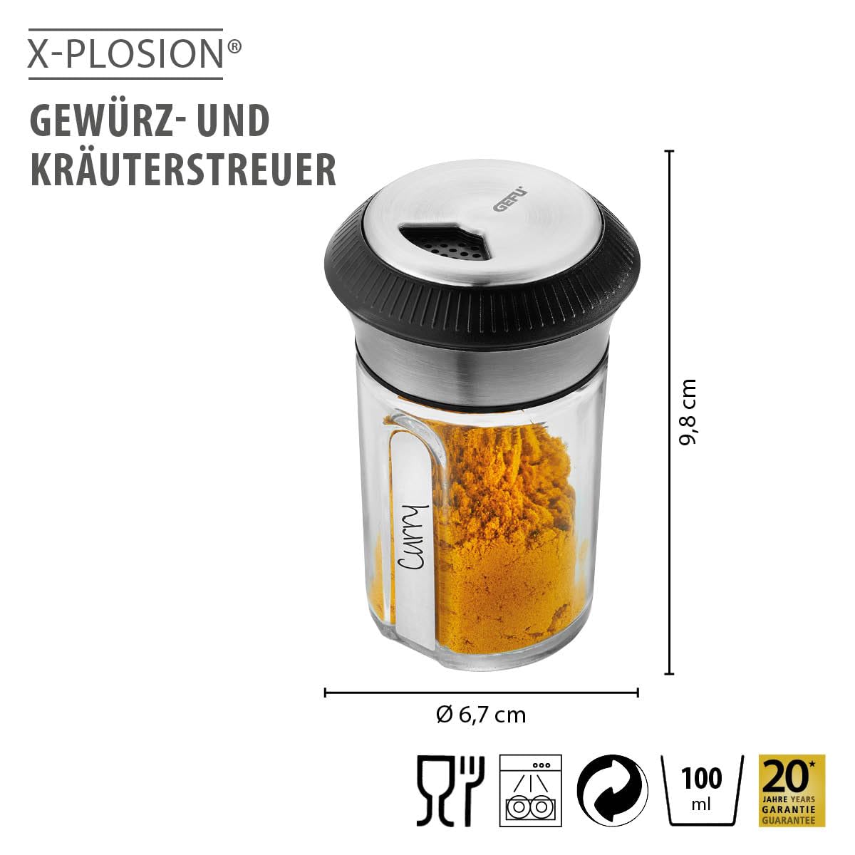 gefu-x-plosion-kr-uter-und-gew-rzstreuer-glasbeh-lter-mit-edelstahldeckel-grob-f image 2