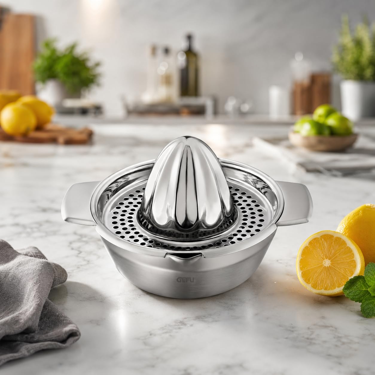 gefu-zitronenpresse-lemon-aus-edelstahl-manuelle-saftpresse-2-teilig-mit-saftsie image 3