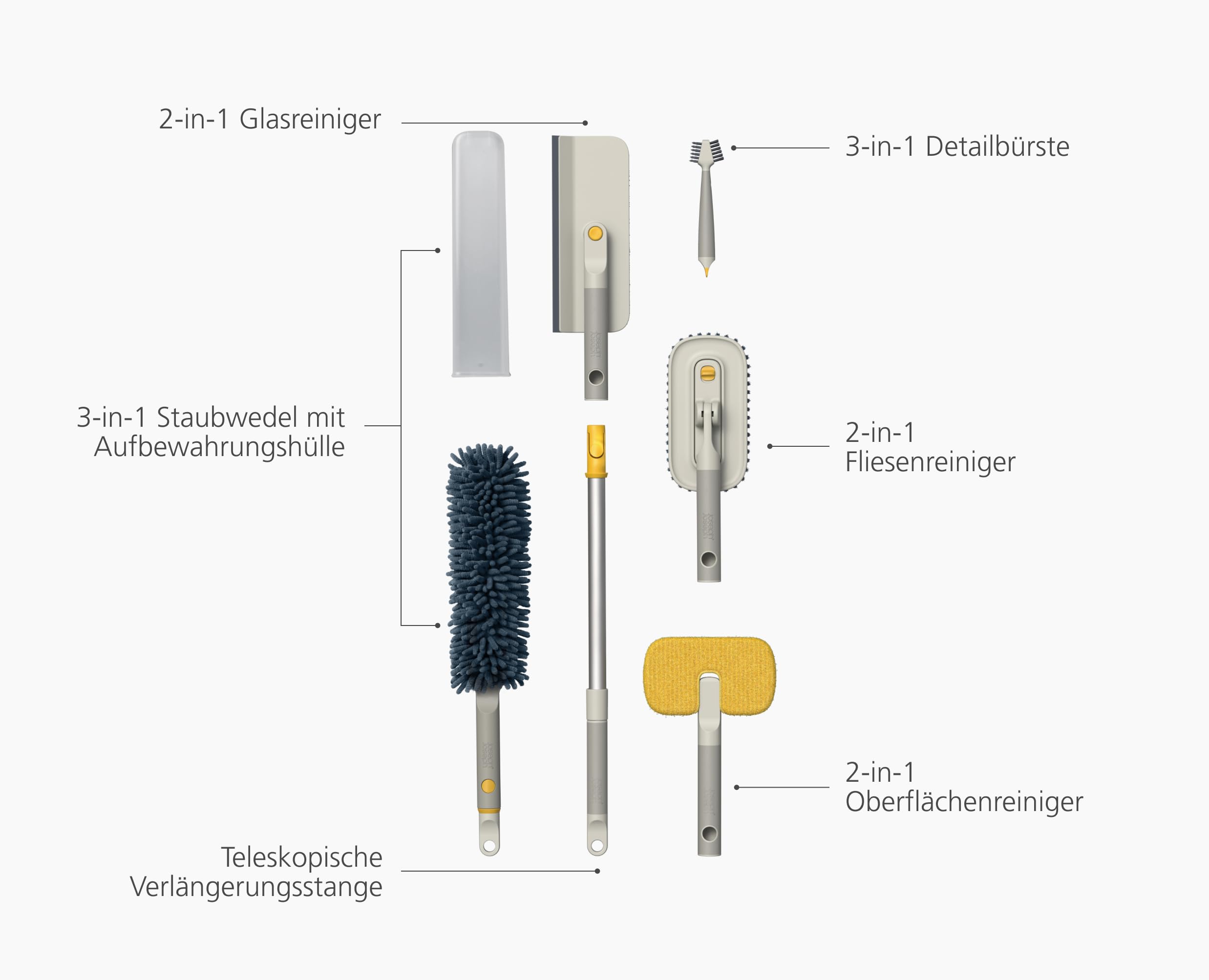 joseph-joseph-cleantech-reinigungsset-5-teilig-mit-teleskopstiel image 3