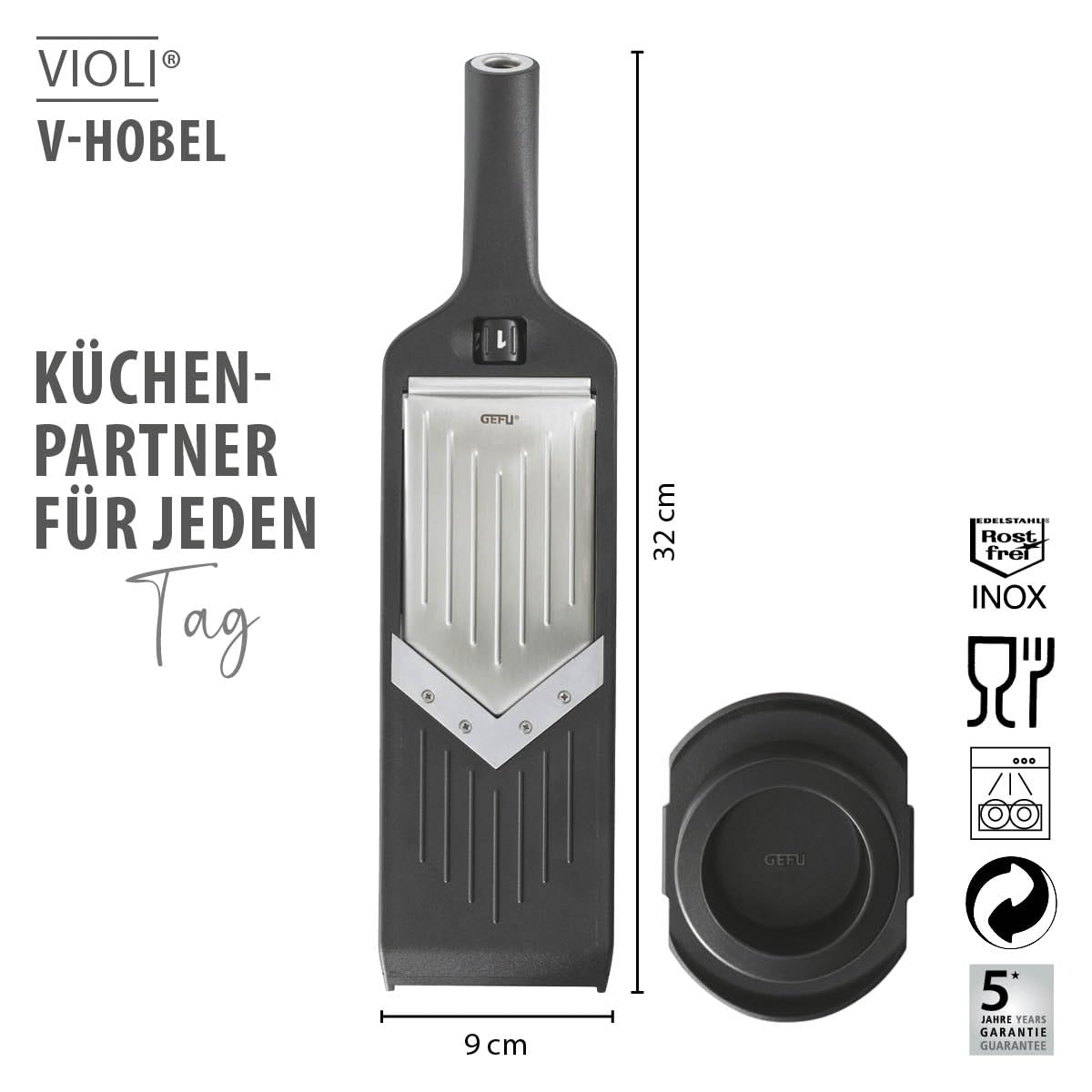 gefu-violi-verstellbarer-gem-sehobel-mit-japanischer-klinge-und-restehalter image 2