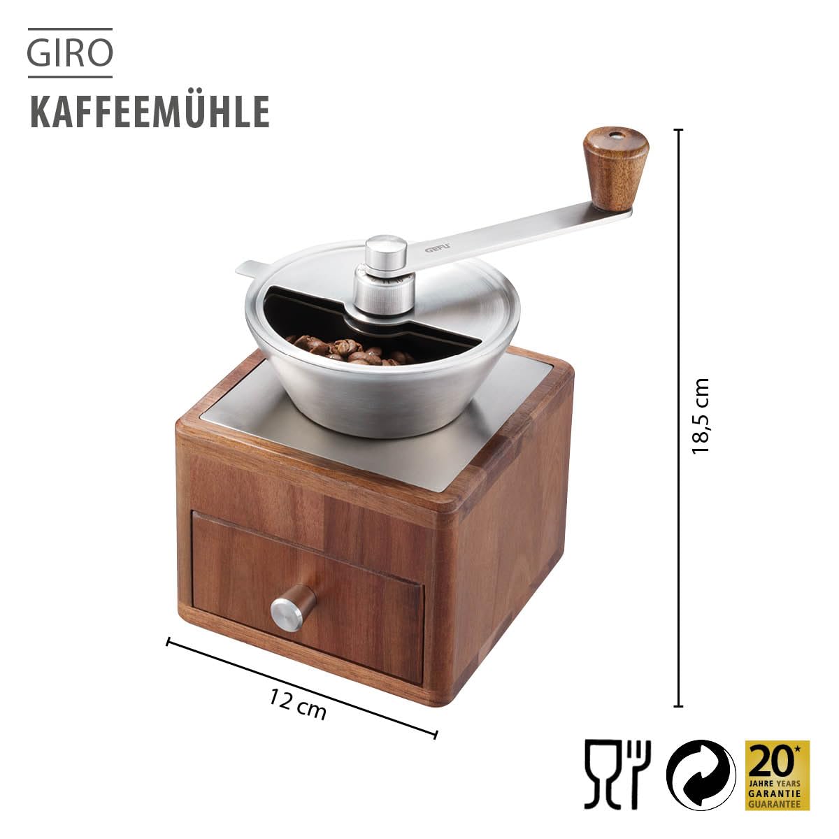 gefu-giro-kaffeem-hle-mit-11-stufigem-keramikmahlwerk-und-mahlgrad-skala image 2