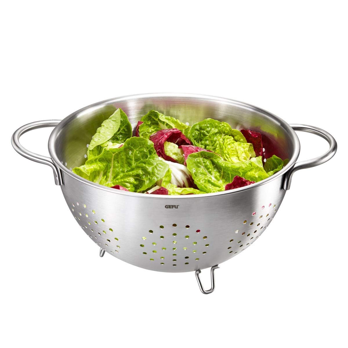 gefu-seiher-colino-24-cm-nudelsieb-aus-edelstahl-4-liter-mit-f-en-und-ergonomisc image 2