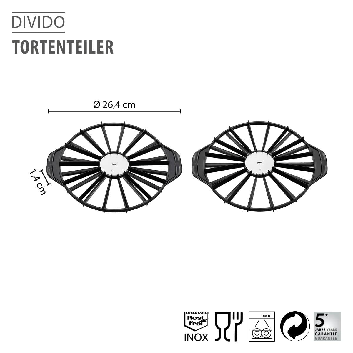 gefu-tortenteiler-divido-edelstahl-und-kunststoff-26-5-cm-f-r-14-oder-16-st-cke image 2