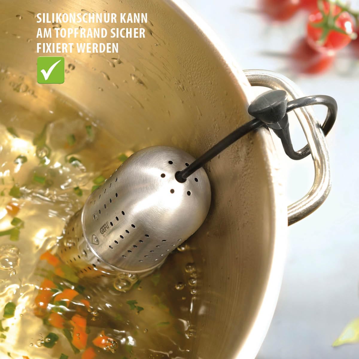 gefu-gew-rzsieb-gusto-edelstahl-silikon-kette-zum-mitkochen-sp-lmaschinengeeigne image 6