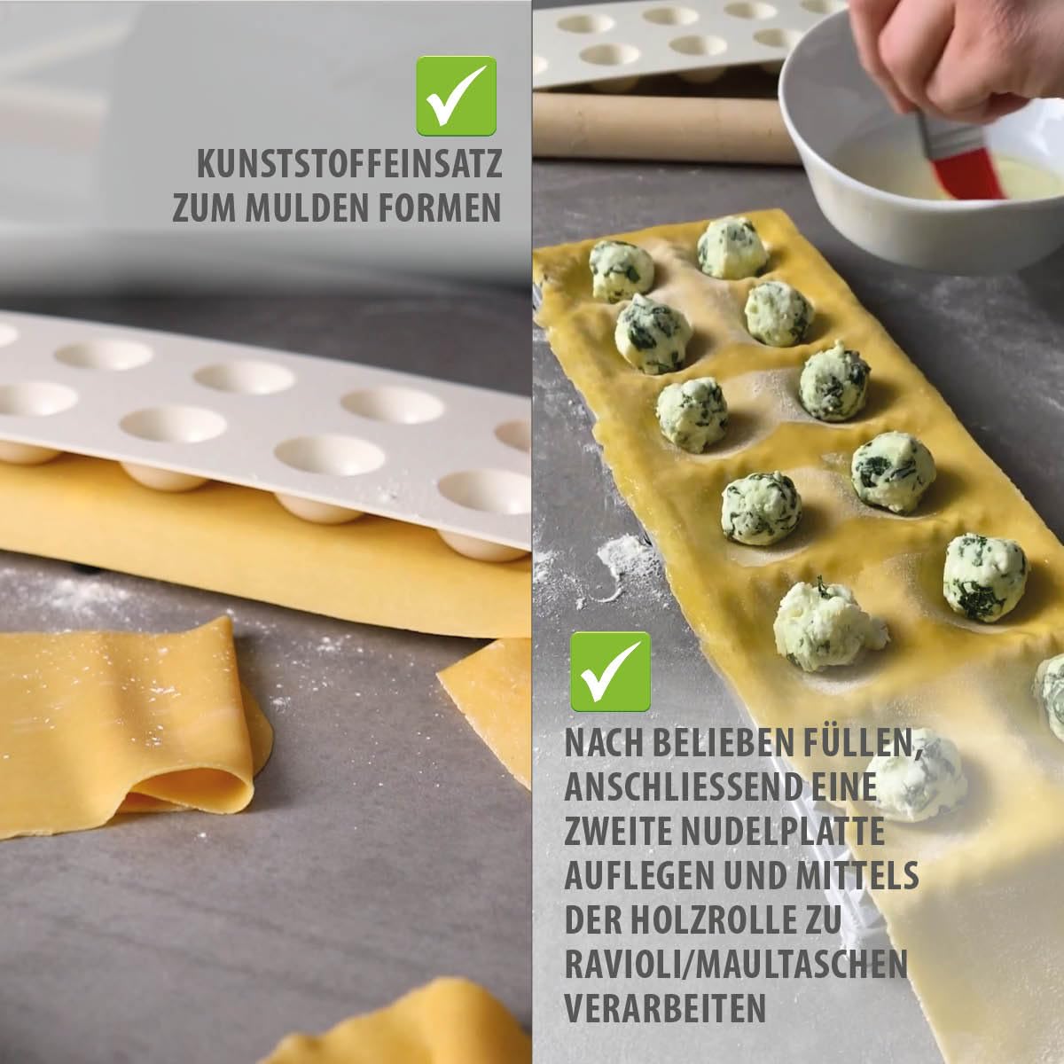 gefu-ravioli-maultaschenbrett-tasca-3-teilig-mit-muldenformer-und-holzrolle-f-r- image 4