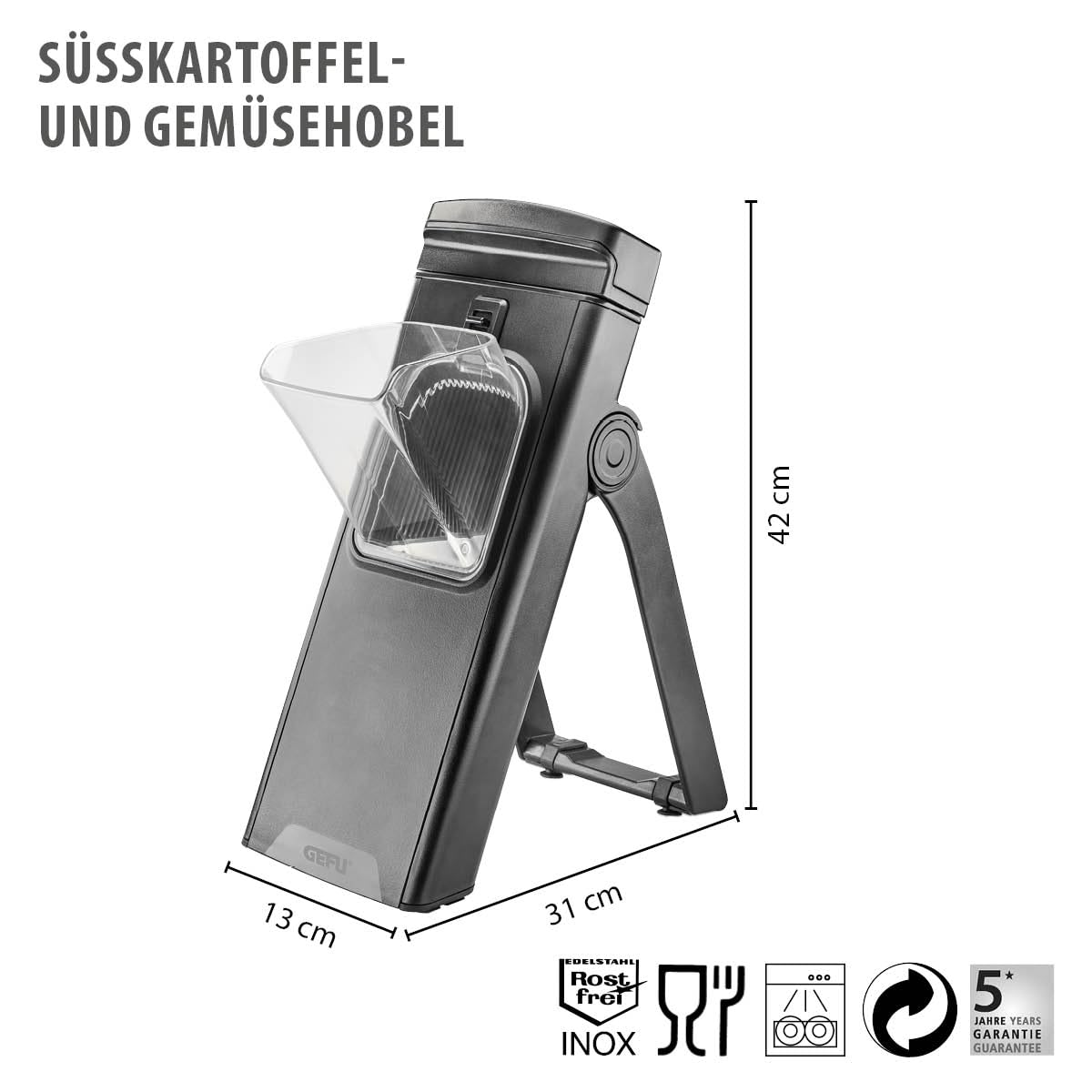 gefu-all-in-one-gem-sehobel-mit-3-schnittarten-auffangbeh-lter-und-saugnapf-stan image 2