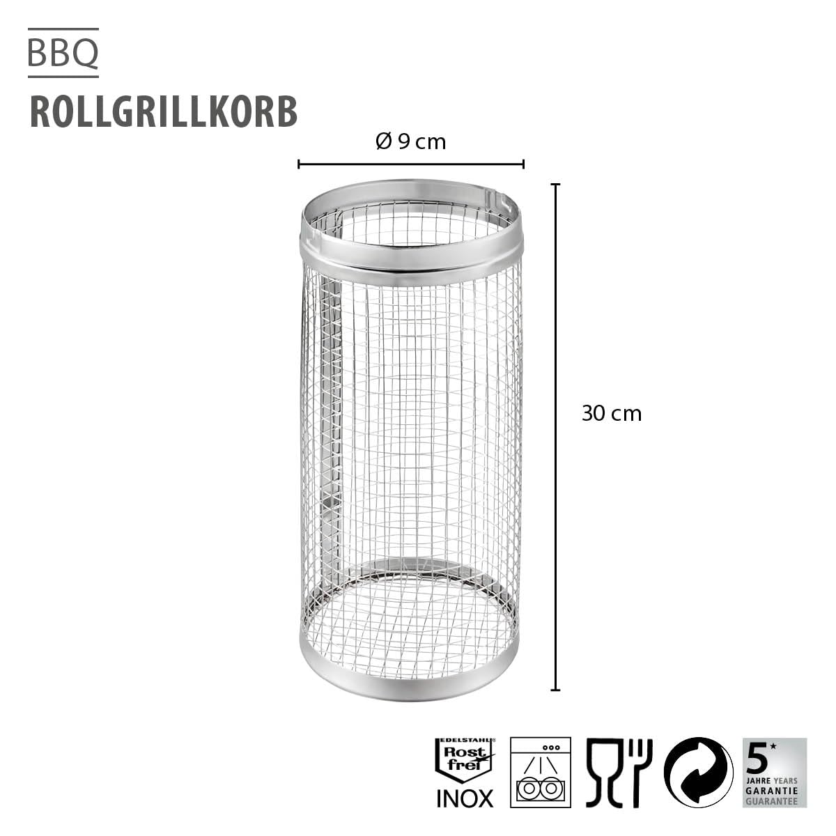 gefu-rollgrillkorb-bbq-30-cm-edelstahl-grillkorb-f-r-gem-se-garnelen-fleisch image 2