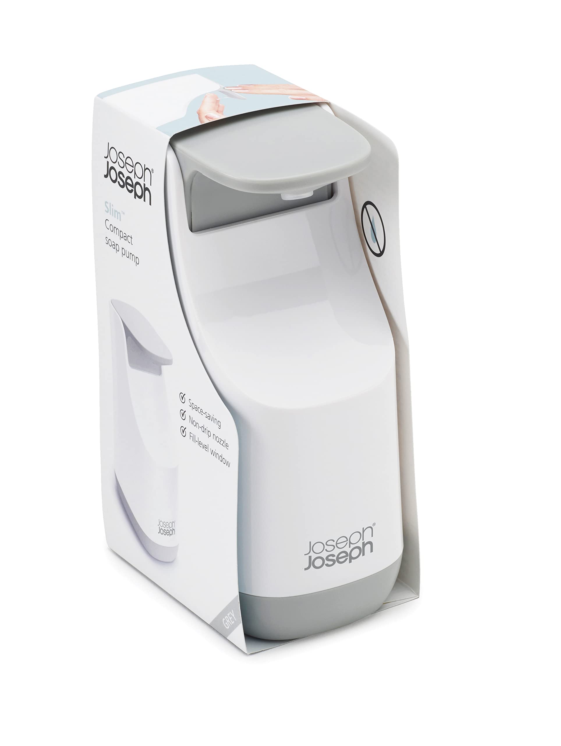 joseph-joseph-bathroom-slim-kompakter-seifenspender-nachf-llbar-350-ml-wei-grau image 4