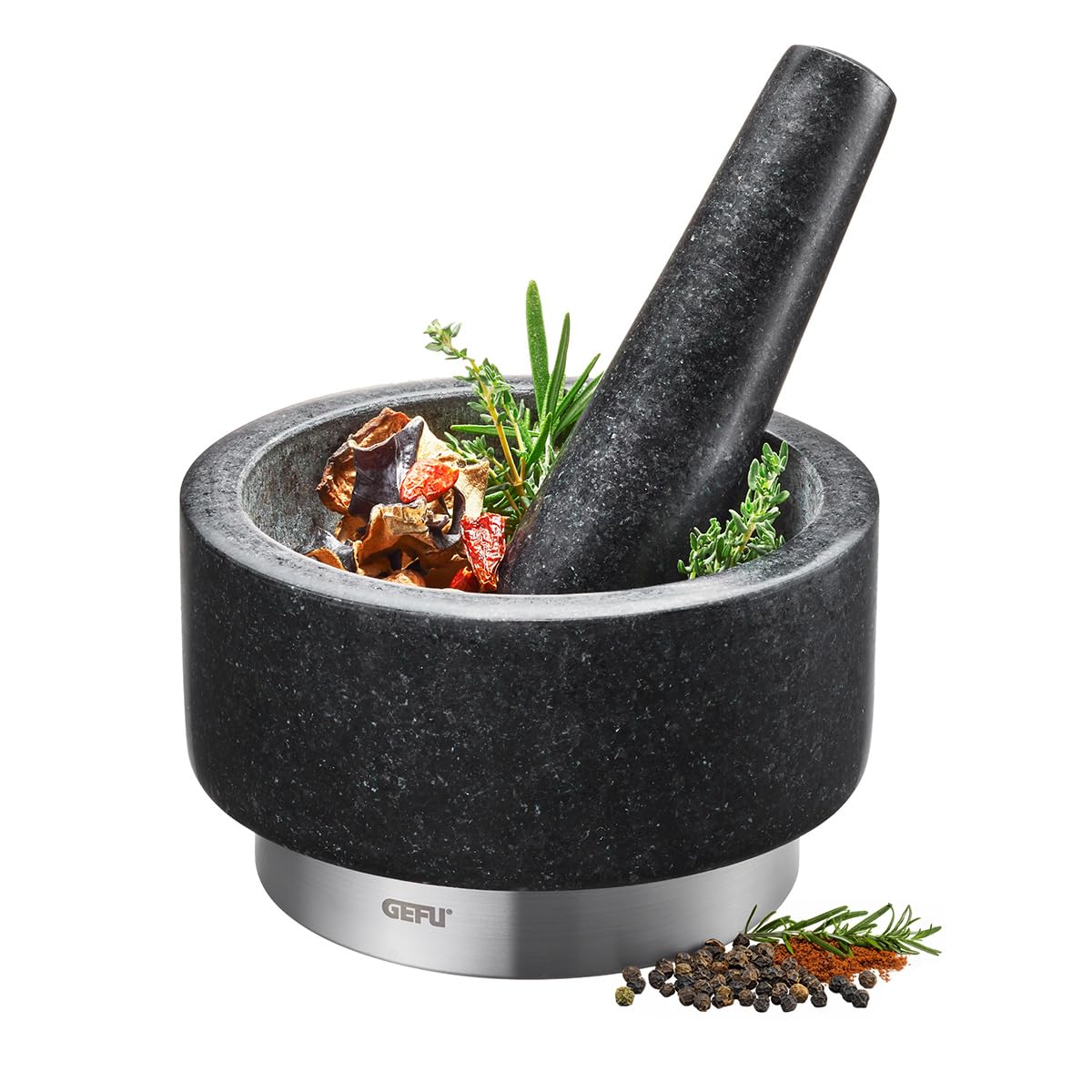 gefu-m-rser-x-plosion-granit-mit-edelstahl-sockel-massiver-st-el image 1
